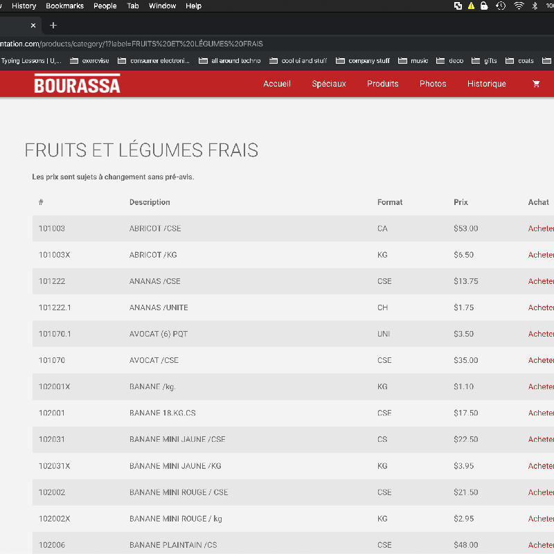Bourassa Alimentation website